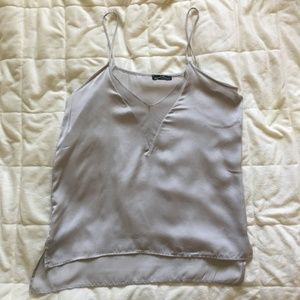 Zara | Silver Camisole with Mesh Detail At Front